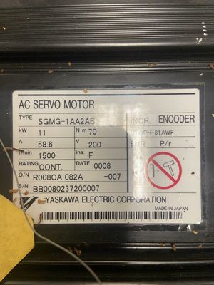 Yaskawa SGMG-1AA2AB AC Servo Motor 58.6A 11KW 1500RPM 200V NEW