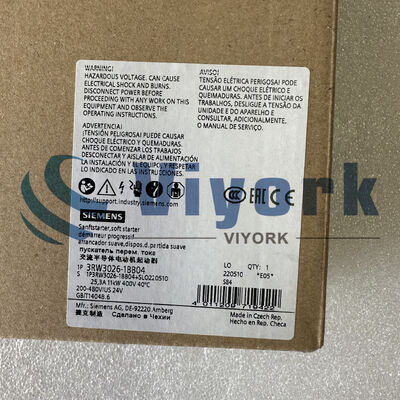 Siemens 3RW3026-1BB04 SOFT STARTER SIRIUS S0 25 AMP 11 KW/400 V 40 DEGREE C NEW